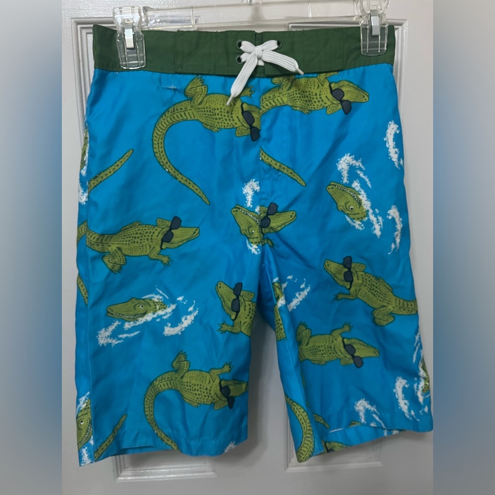 Gymboree Boy’s Green and Blue Alligator Swim Shorts, Size 12